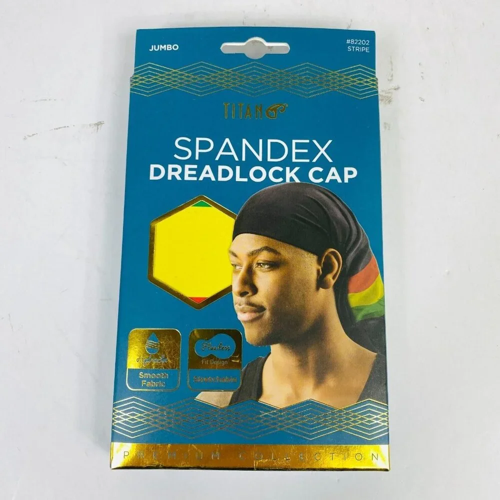 Titan Tea Tree & Coconut Oil Spandex Dreadlock Cap Jumbo Size #82202 Stripe 2-Pk